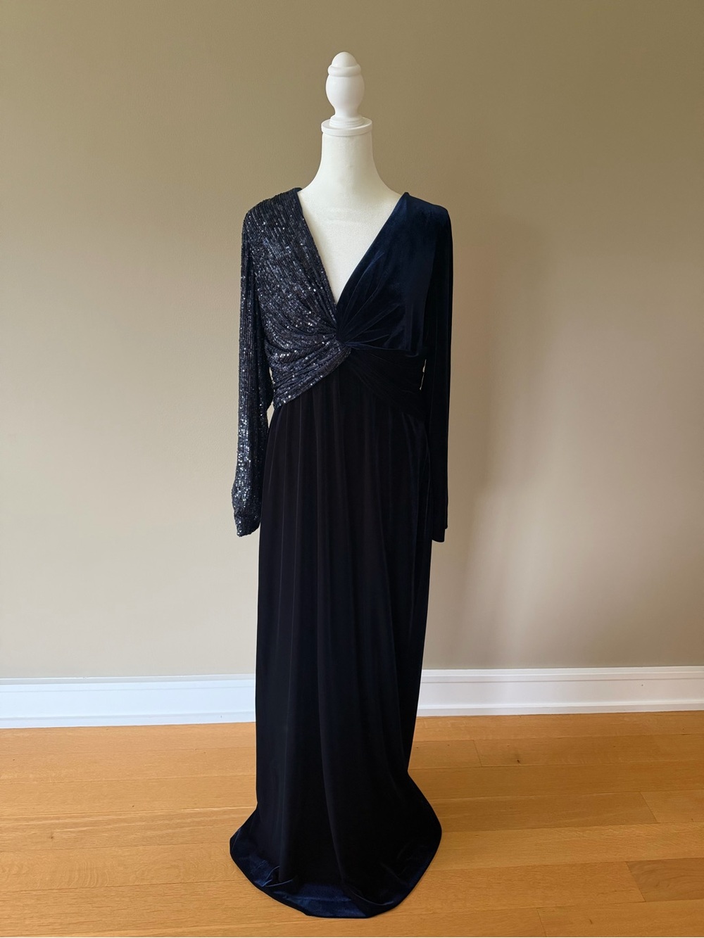 Teri Jon Navy blue suede dress. Size 18